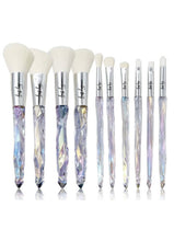 Load image into Gallery viewer, Crystal Iridescent Brush Set &amp; Bag

